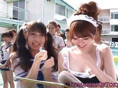 Find-Best-Panties.com presents: Cosplay teens cockriding at pool party