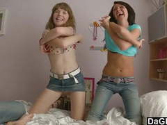 Find-Best-Panties.com presents: Lesbian teen couple seduce a guy