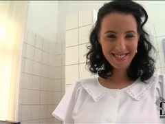 Find-Best-Panties.com presents: Footjob from nurse in sexy white stockings