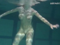 Find-Best-Panties.com presents: Naked brunette with big tits swims solo
