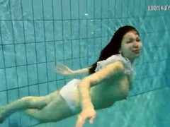 Find-Best-Panties.com presents: Girl in white panties swims in pool