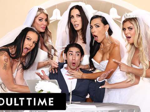 Find-Best-Panties.com presents: Adult time - big titty milf brides discipline big dick wedding planner with insane reverse gangbang!