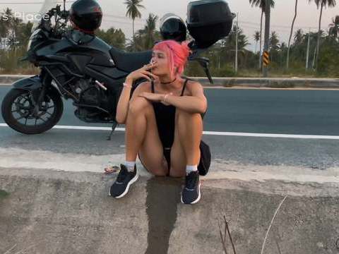 Find-Best-Panties.com presents: Motorbike girlfriend peeing on the roadside