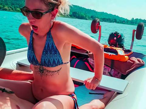 Find-Best-Panties.com presents: Wife gets fucked on a boat and gets a creampie from her husband's best friend