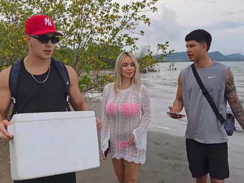 Find-Best-Panties.com presents: Threesome on the beach with stepbrothers - danner mendez - tatiana alvarez - max betancur
