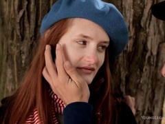Find-Best-Panties.com presents: Kissing a sexy teen redhead in the park