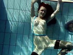 Find-Best-Panties.com presents: In black stockings pretty girl goes for a swim
