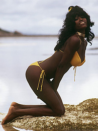 Find-Best-Panties.com presents: Amazing long hair ebony babe in bikini sexy posing outdoor