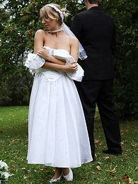 Find-Best-Panties.com presents: Blonde bride Hayley Marie Coppin gets naked on a lawn while taking her vows